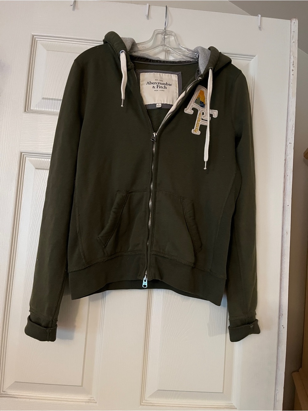 vintage y2k women/teen abercrombie & fitch olive green zip up hoodie